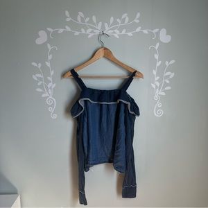 Blue Cloth & Stone Cut-Out Blouse from Anthropologie in size L